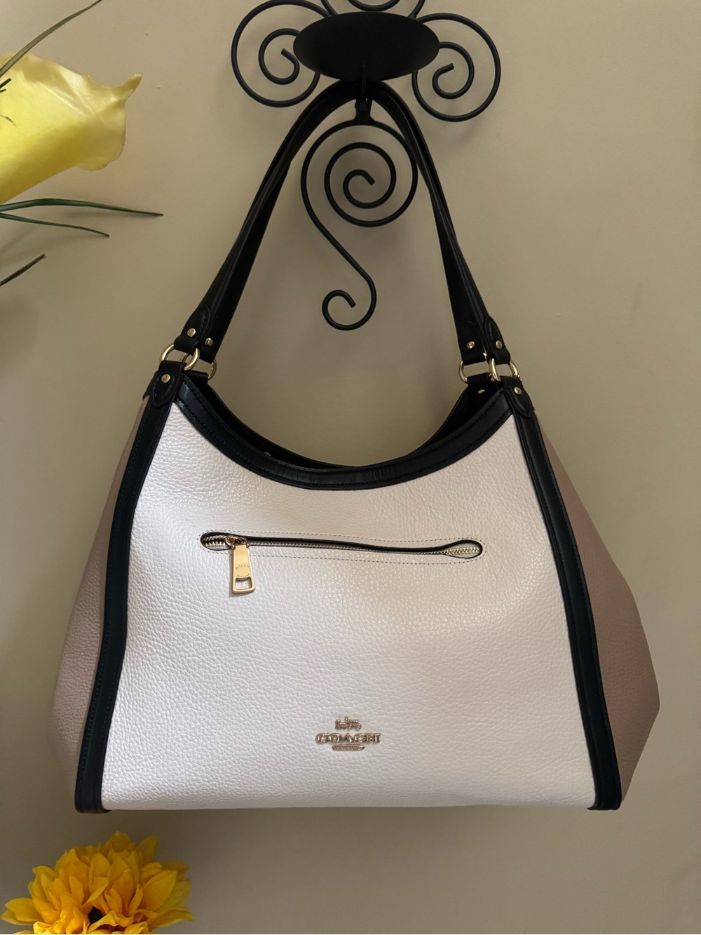 NWT Coach Colorblock Pebbled Leather Hobo Shoulder Bag